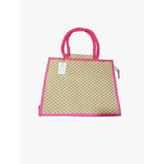 Pink Premium Jute Handcrafted Multipurpose Bag For Women view 2
