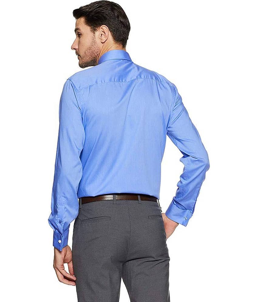 Makhanchor Cotton Slim Fit Full Sleeves Men's Formal Shirt - Blue ( Pack of 1 ) view 2