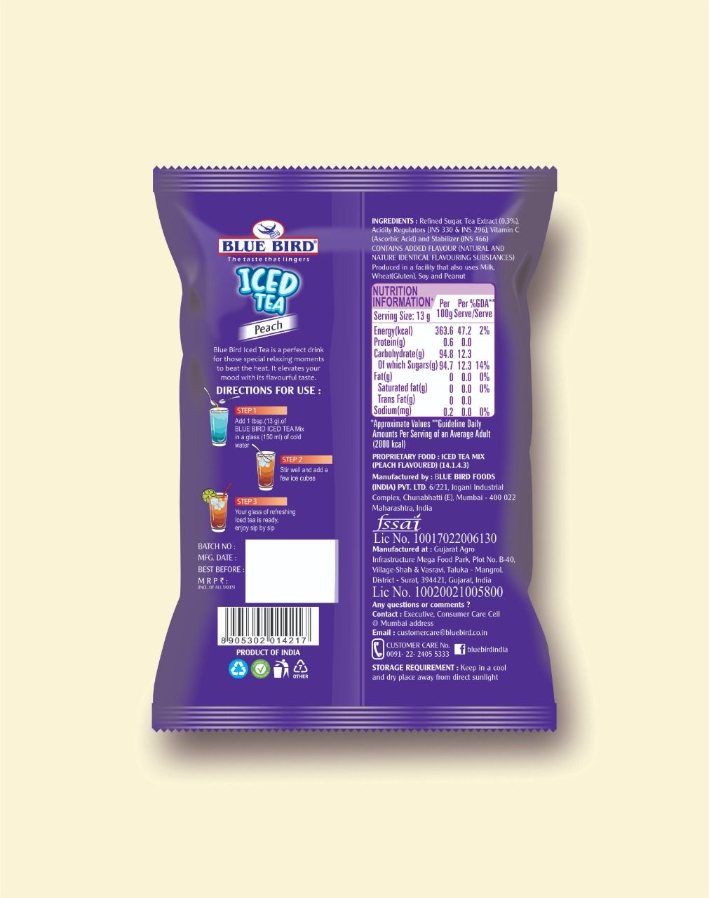 Blue Bird Iced Tea Peach, 400 gm view 2