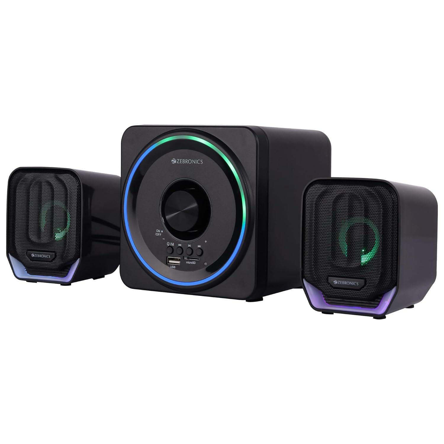 Zebronics Pluto2 Desktop Speaker RGB Lights - Black