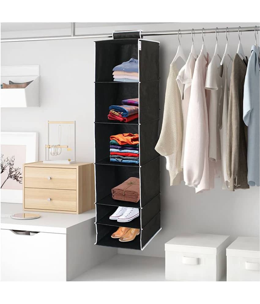 PrettyKrafts 6 Tiers/Shelves Clothes Hanging Organizer, almirah wardrobe for Regular Garments, Shoes Storage Cupboard, Hanger Bag view 2