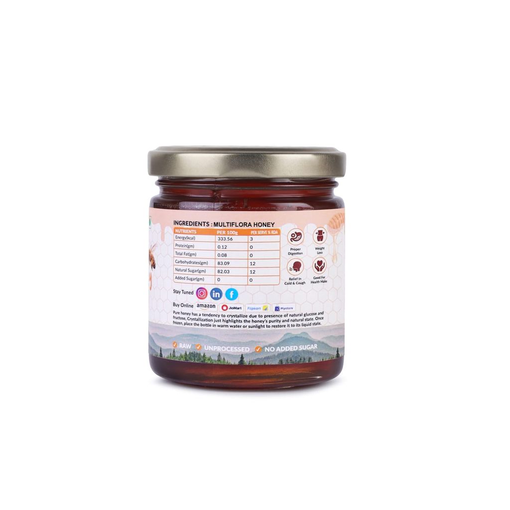 UNT Naturals Multiflora Honey 250g- Raw & Natural Honey- Pure, Unfiltered, Unprocessed Shahad- No Added Sugar- Naturally Contains Enzymes & Antioxidant- Ideal for Cooking, Baking & Daily Use view 2