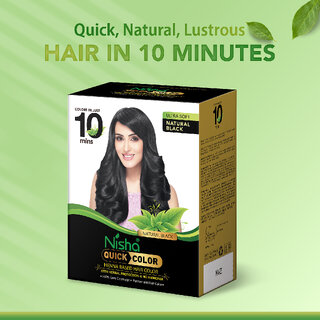 Nisha Quick Hair Color Henna Based Herbal Protection & No Ammonia 100% Grey Coverage Permanent Root Touch Up & Full Hair Color, Pack of 3 (Natural Black) (60) view 2