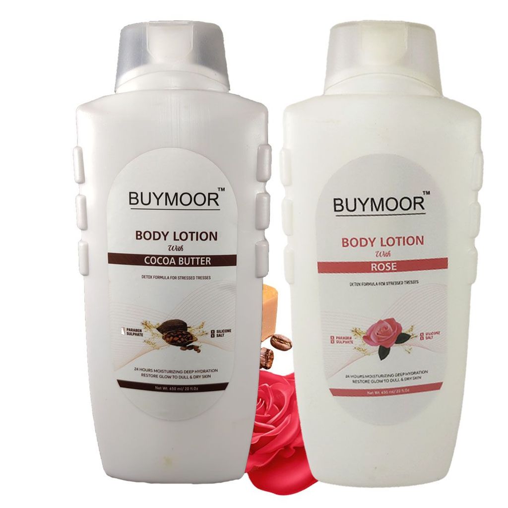 BUYMOOR Cocoa Butter & Rose Deep Nourishing Skin Brightening Body Lotion Men & Women 1300 ML(Pack Of 2). view 2