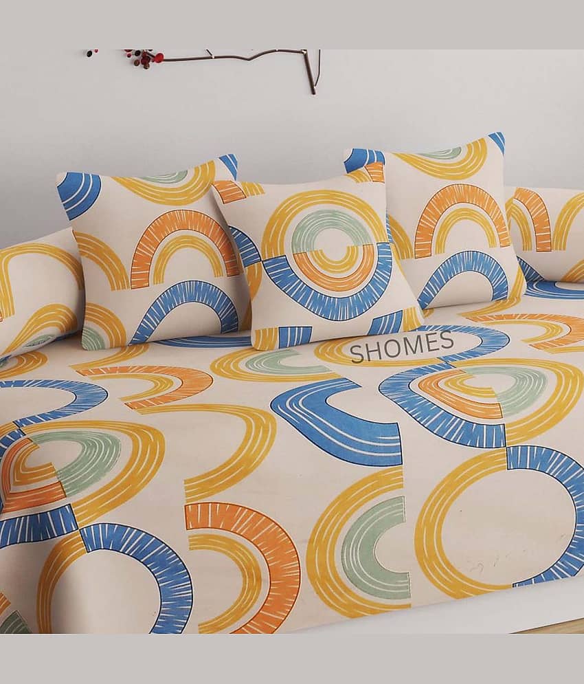 SHOMES Cotton Abstract Diwan Set 6 Pcs - Orange view 2