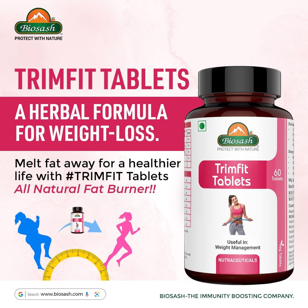 Biosash Trimfit Tablets – Natural Weight Loss Supplement | Fat Burner for Men & Women | Metabolism Booster & Hunger Suppressant view 2