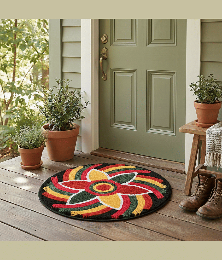 LADLI JEE Set of 1 Regular Polyester Door Mat ( 53 X 53 cm ) Black
