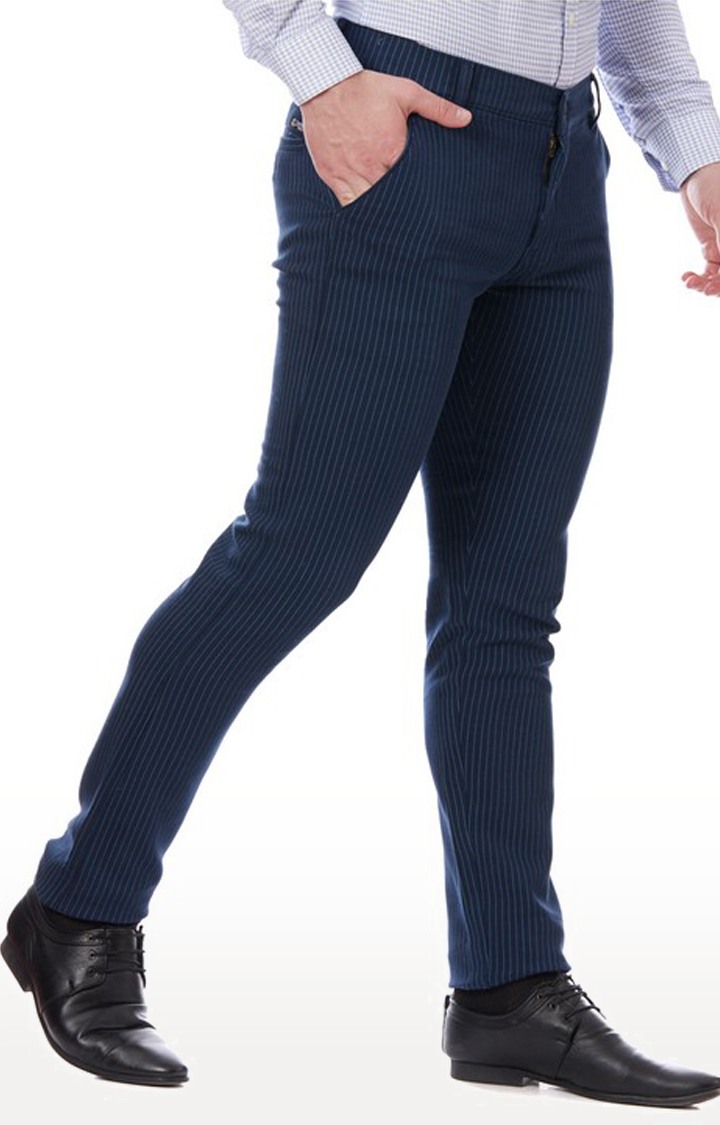 TAHVO Men Blue Casual Trousers view 2