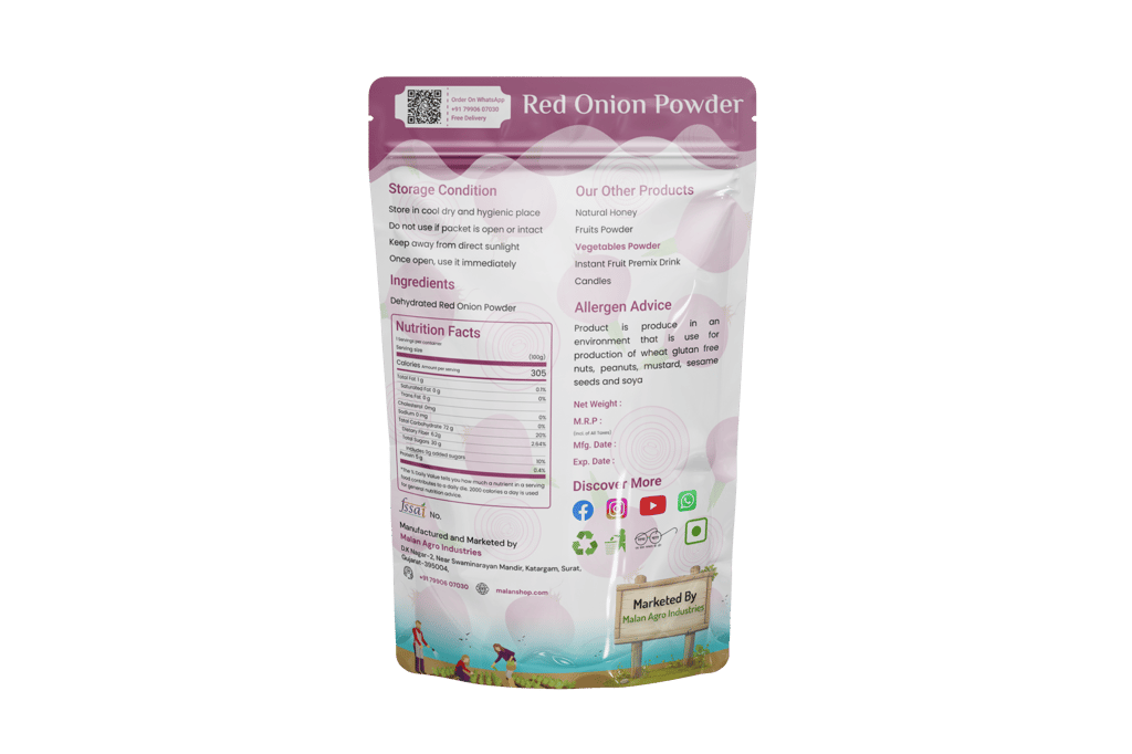 Malan Fresh & Healthy Red Onion Powder - 100% Natural, No Additives or Preservatives - Bringing the Farm's Freshness to Your Kitchen view 2