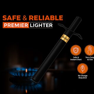 (Pack of 1) MILTON Kitchen Gas Lighter Quality Mark with 1 Year Warranty, Steel Gas Lighter for LPG Gas Stove (Black) view 2