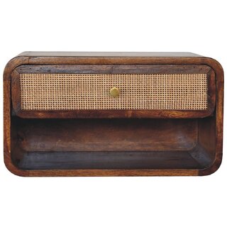 Chestnut Wall Mounted Open Woven Bedside view 2