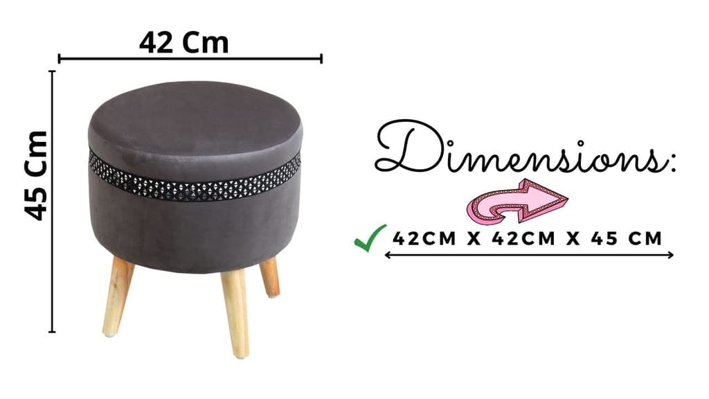 ShadowKart Pouffes Sitting Stool for Living Room, Mudda Puffy Wooden Ottoman Stools, Pouffe Footstool, Pouf for Office Home Decoration & Dressing Table, 16x16x18 Inch view 2