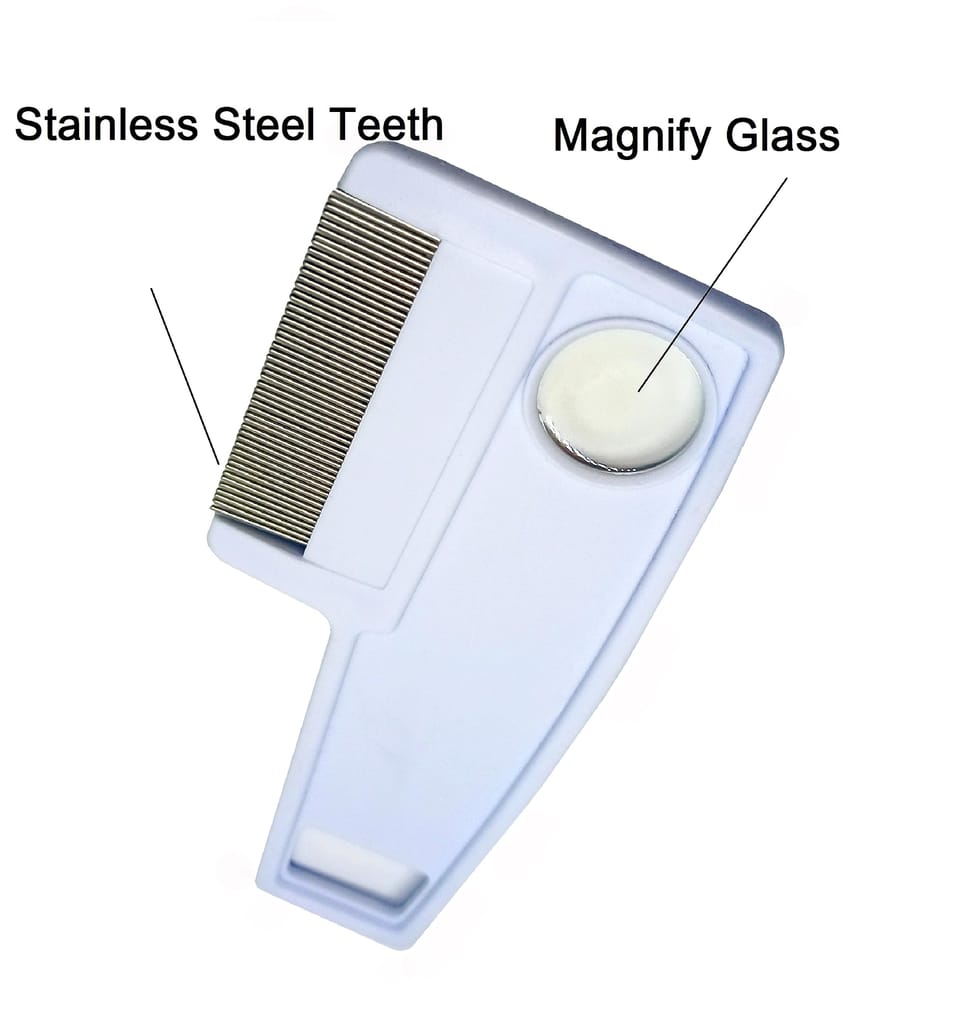 Q D Handle Magnify Steel Teeth Lice Nit Eggs Remover comb Kangi Remove Dendruff Dust Louse flea Suitable for All Hair Type Kids Babies Boys Girls Teens Men Women Pets Dogs Multiupurpose view 2