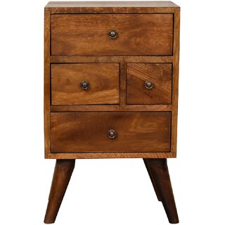 4 Drawer Multi Chestnut Bedside view 2