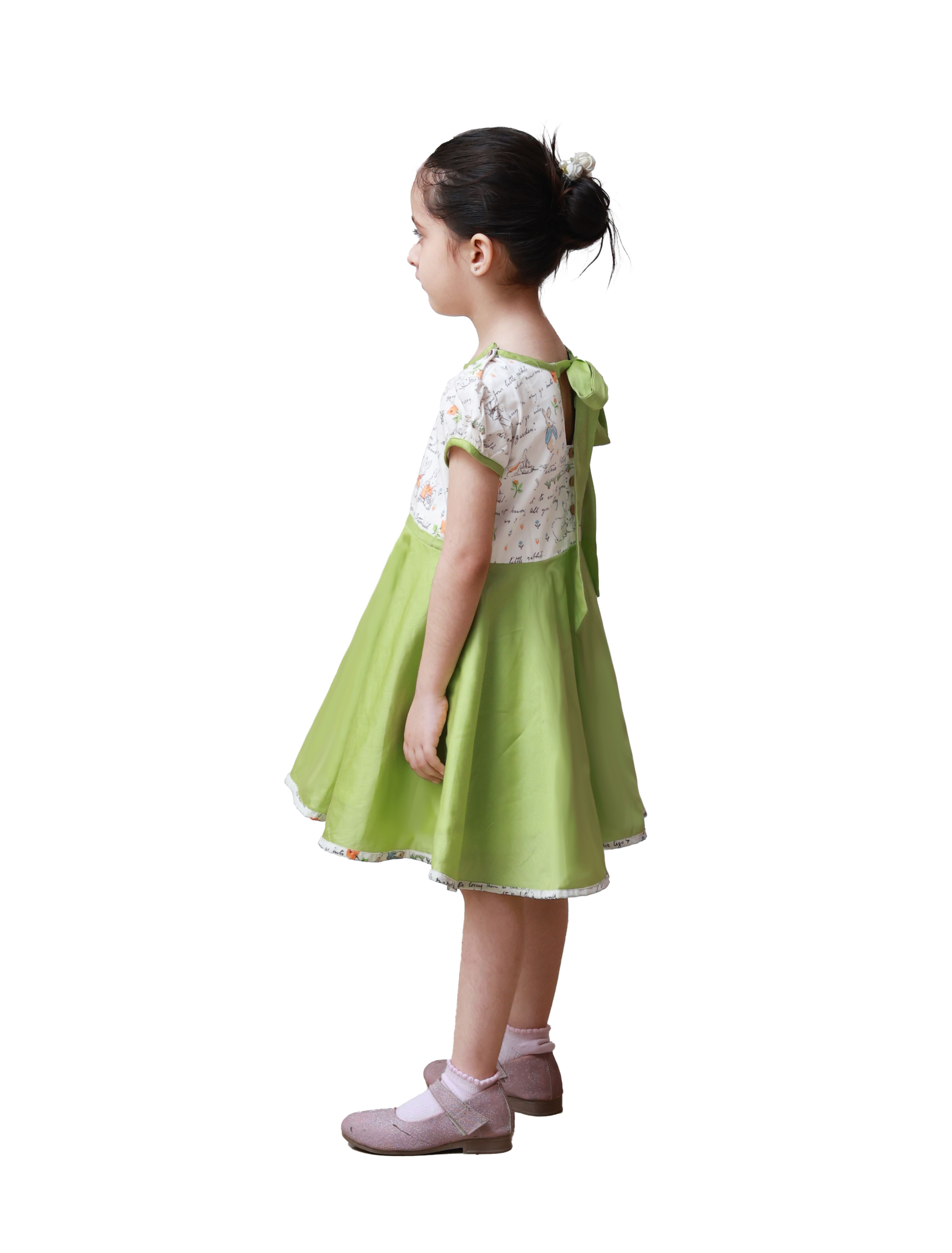 DE CHEVALERiE en Rouge - Mulberry Verbena Frock - Green 5- 6 Years view 2