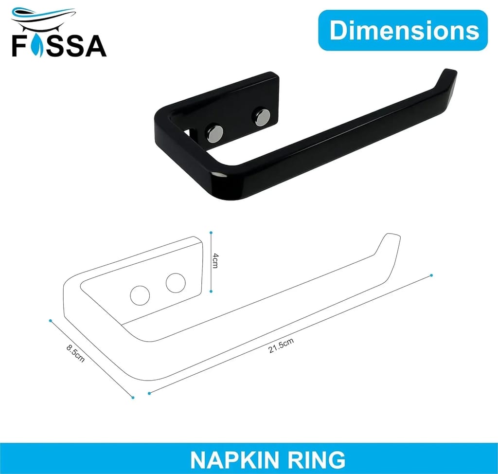 Black Napkin Ring & Towel Holder Unbreakable Abs Ceramic Finish (RB-136) view 2