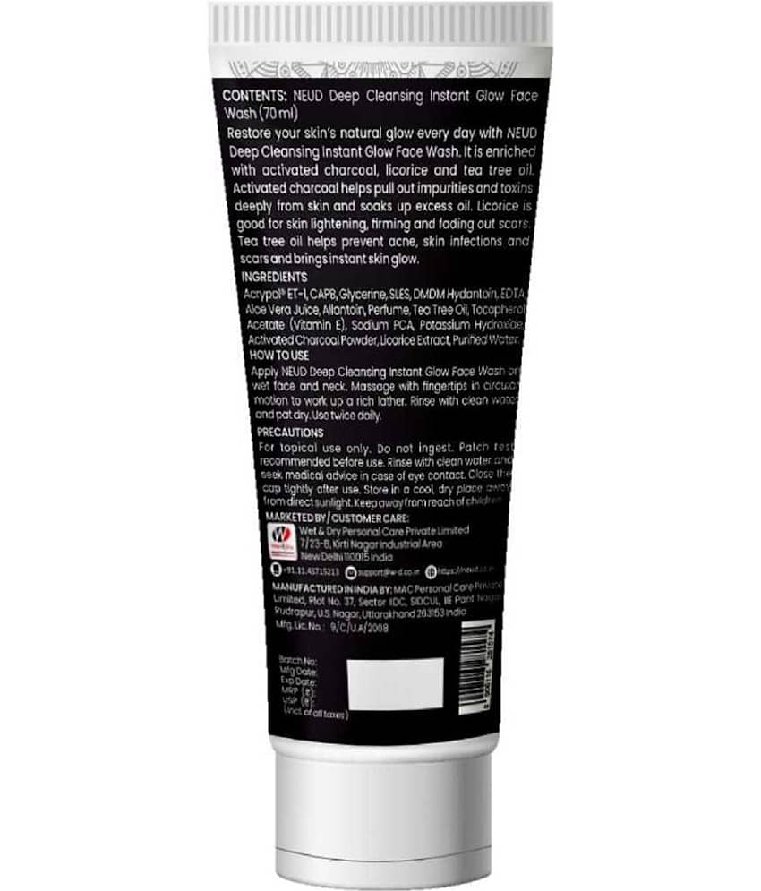 NEUD Deep Cleansing Instant Glow Face Wash for Men and Women, 70 ml Each (Pack of 2) view 2