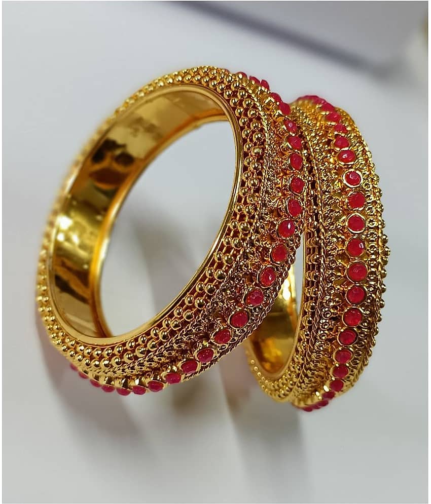 KHETLAZEE® GOLD PLATED ANTIQUE DESIGN BANGLE SET FOR WOMEN AND GIRLS view 2