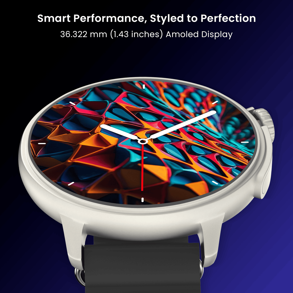 CELLECOR M7 PRO RAY 1.43" AMOLED Display | 700 NITS | AOD | BT-Calling | AI Voice | Split Screen | IP67 | Rotating Crown | SmartWatch (Golden Black) view 2
