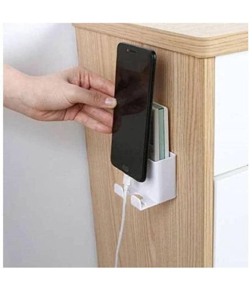 S R EXCLUSIVE 1 Compartments Plastic Multipurpose Wall Mounted Storage Organizer Case for Remote, Mobile,Phone Charger Plug Holder, Stationery Rack Stand for Home & Office - Self Adhesive (Multicolor) view 2