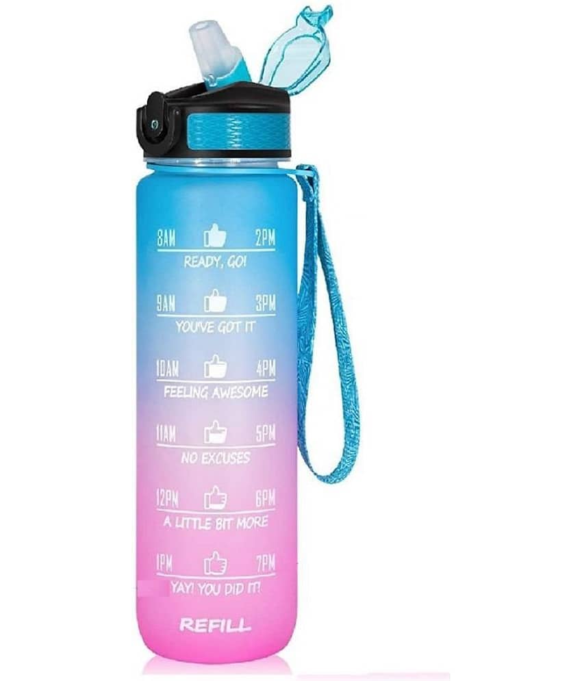 SHARUJA - Motivational Time Marker Multicolour Sipper Water Bottle 1000 mL ( Set of 1 ) view 2