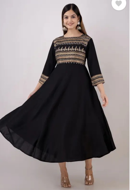 Women Embroidered Viscose Rayon Flared Kurta view 2