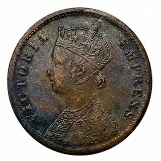 1 Quarter Anna 1880 British India old Victoria Rare Coin Silver Collection view 2