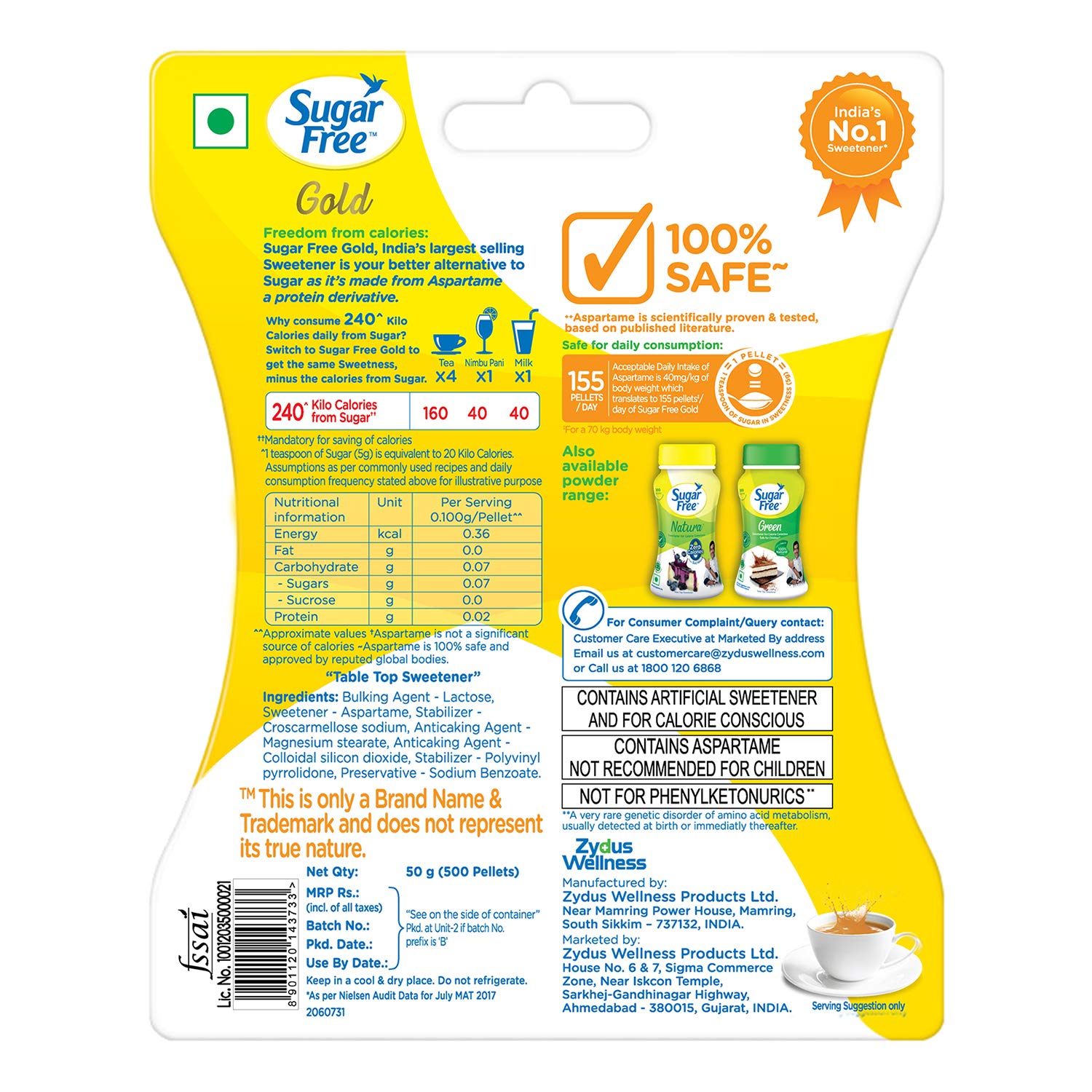 Sugar Free Gold Low Calorie Sweetener 500 Pellets view 2