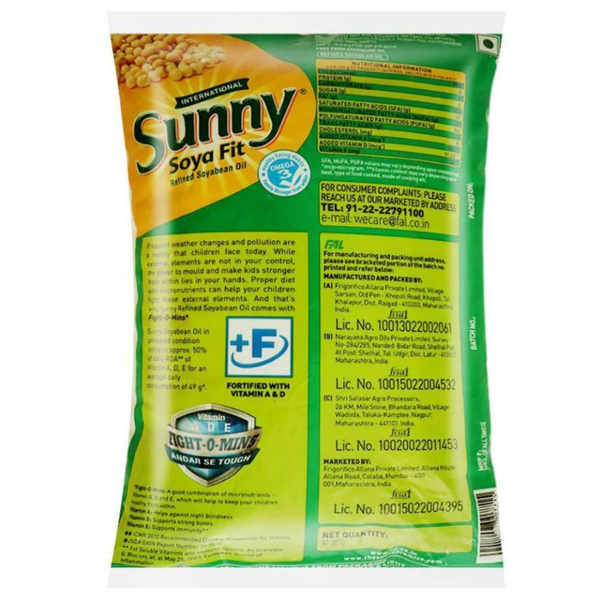 Sunny Soya Fit Refined Soyabean Oil 1 Ltr view 2
