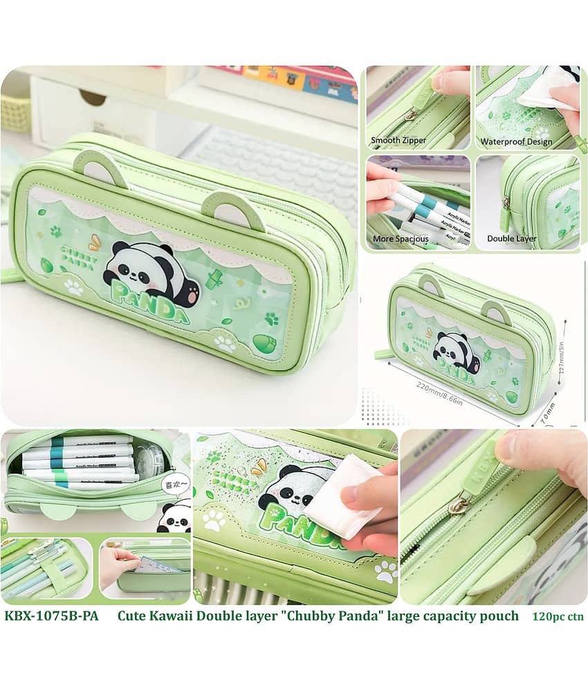 Villy Large Capacity Pencil Box For Girls & Boys, 3 Compartments Pen & Pencil Pouches view 2