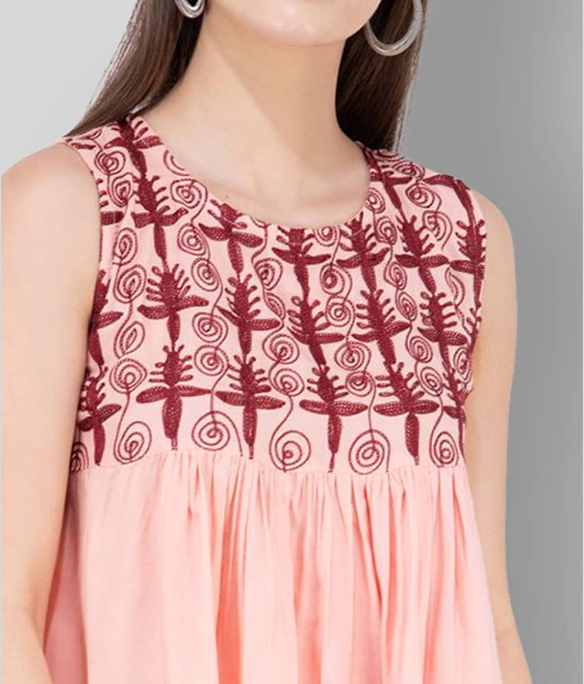 SAAKAA Women's Rayon A-Line Top ( Pink ) view 2
