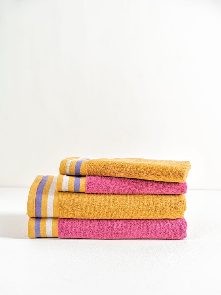 DDecor 100% Cotton 2 Bath Towel + 2 Hand Towel | Plain Dual Color 500TC | Zero Twist with High Absorbency | Perfect for Everyday Use | Zest Collection | 75 CM X 150 CM + 40 CM X 60 CM view 2