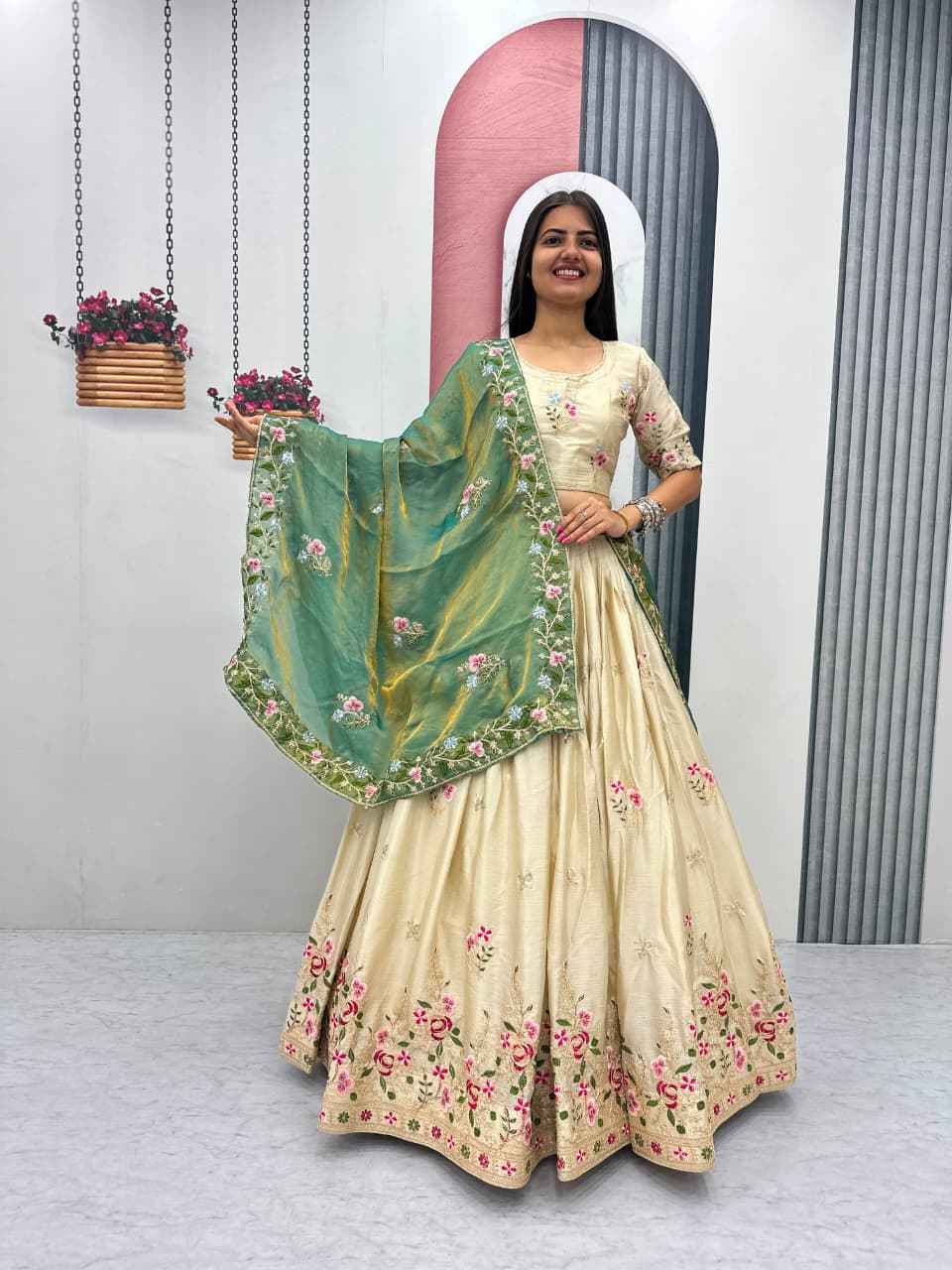 Chinon Embroidered Lehenga Choli Set view 2