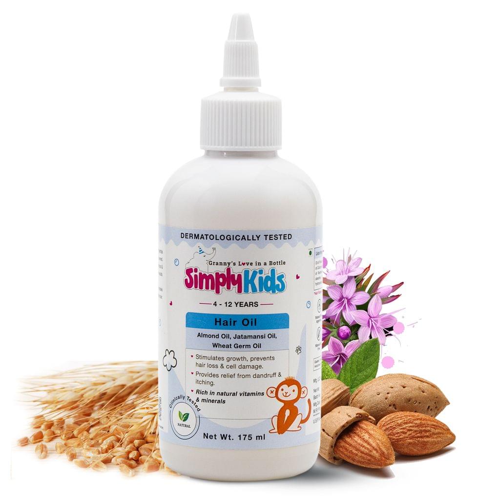 Simply Kids Hair Oil for 4-12 Years | pH Balanced, Efficacy Proven | Strengthens, Hydrates & Protects | Natural Vitamins & Minerals | Clinically Tested | Safe for All Hair Types | 175ml