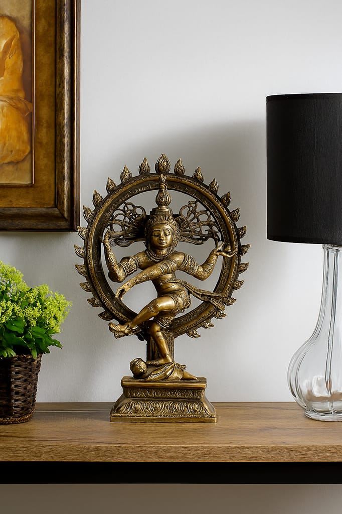Bronze Finish Dancing Shiva Nataraja Idol Resin Statue for Home Decor & Spiritual Gifting