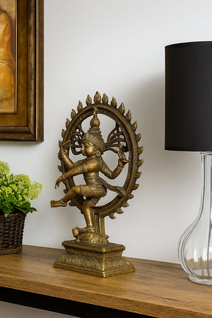 Bronze Finish Dancing Shiva Nataraja Idol Resin Statue for Home Decor & Spiritual Gifting view 2