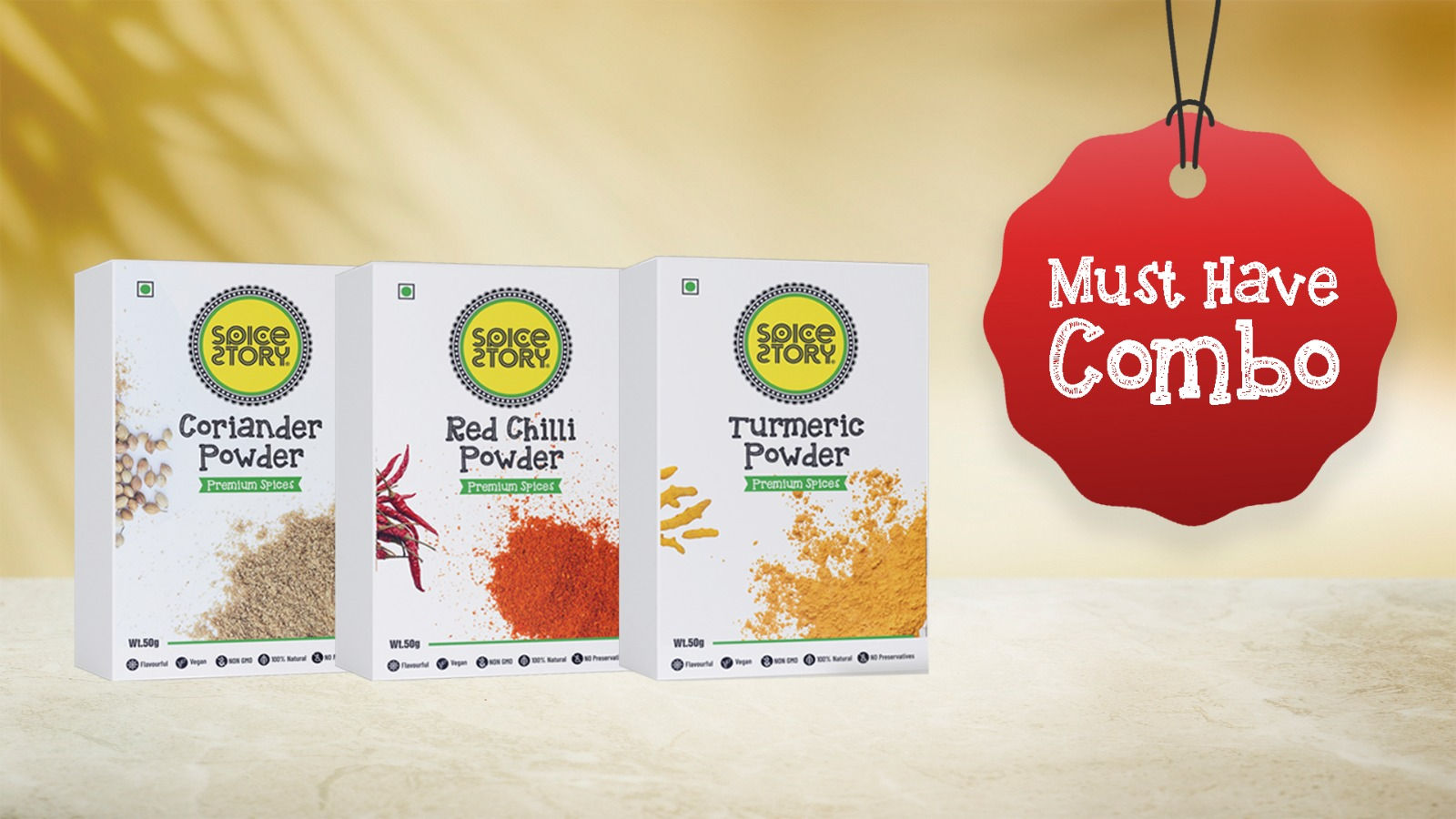 Must Have Spice Trio for Authentic Indian Flavors, Red Chili, Turmeric and Coriander Powder, Pack of 3