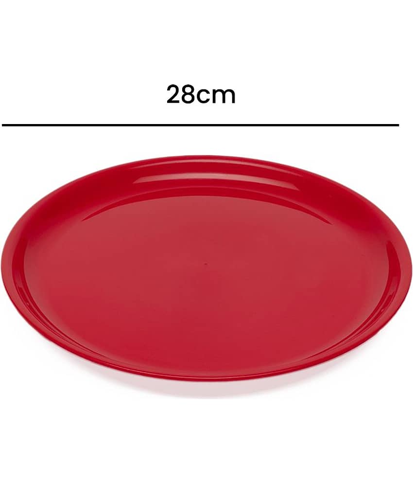 Generic Plastic Microwave Safe Plates, (Pack of 4) Full Plate, Dia 11inch - Red Colour view 2