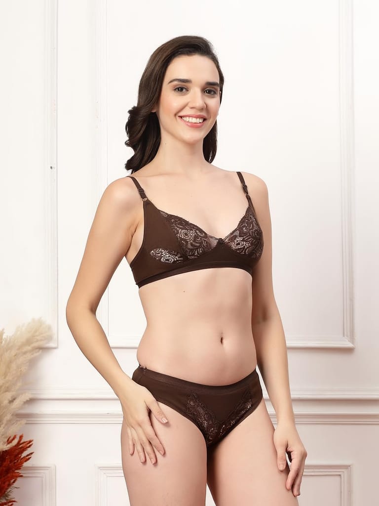 ADORNSTAR Branded Women's Comfort Non-Padded Bra Panty Lingerie Set for Women | Non Padded | Designer Honeymoon Hot Sexy Wedding Set view 2