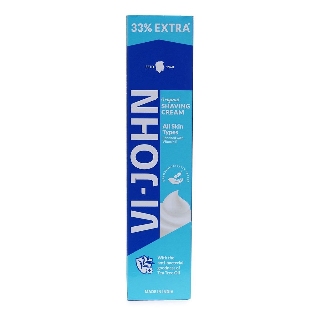 VI-JOHN Dermatologically Tested All Skin Type Shaving Cream enriched with Vitamin E & Tea Tree Oil -124g (Pack of 12) view 2
