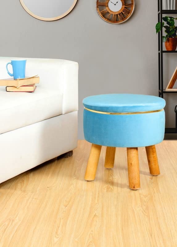 ShadowKart Ottoman Pouffes Sitting Stool for Living Room Furniture Wooden Footstools Puff Mudda Footrest Pouff for Office Home Decor, Combo view 2