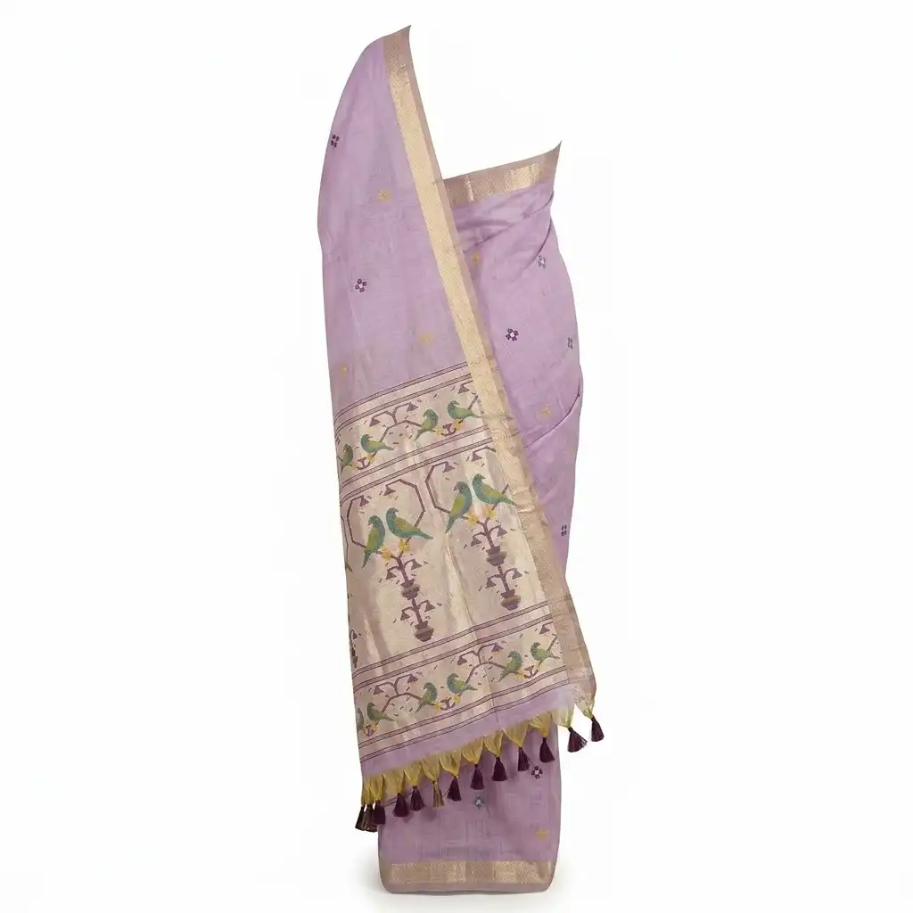 Lavender Sambalpuri Saree view 2