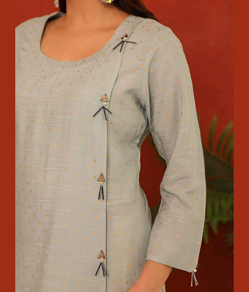 AMIRA'S INDIAN ETHNICWEAR Pack of 1 Rayon Printed Asymmetrical Women's Kurti - ( Aqua Blue ) view 2
