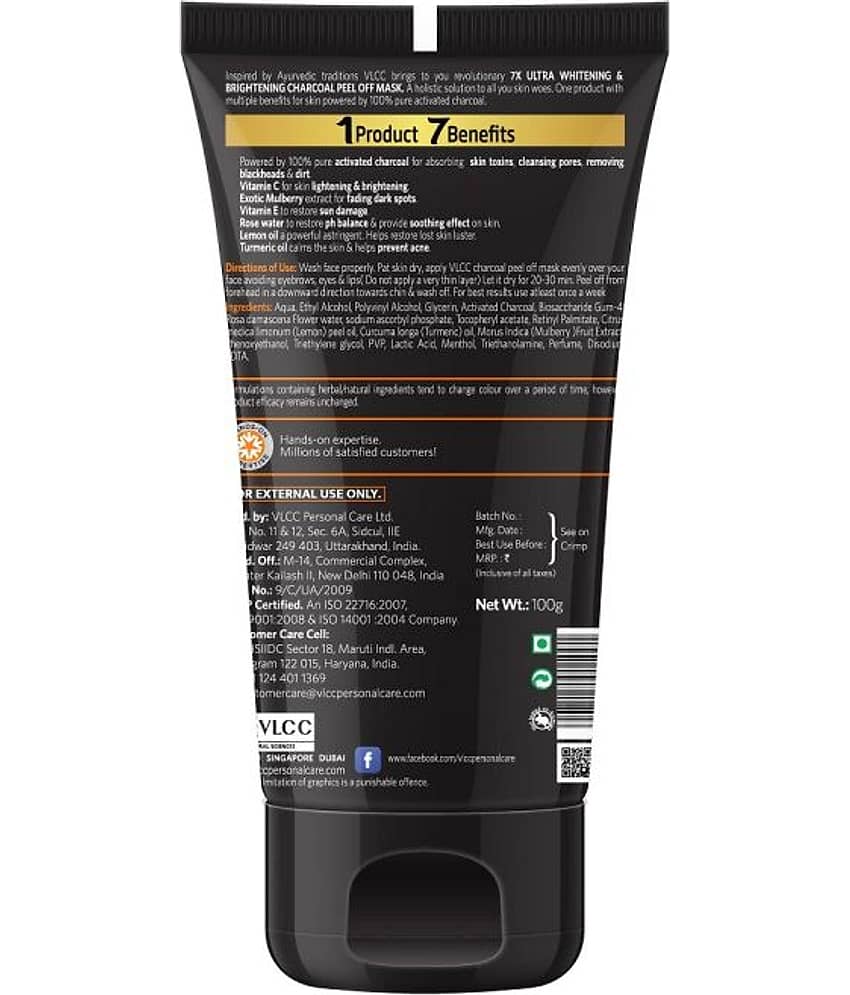Vlcc 7X Ultra Whitening & Brightening Charcoal Peel Off Mask Deep Cleans 100G view 2
