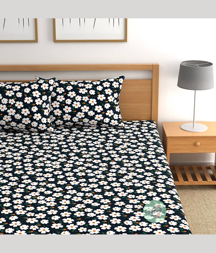 CG HOMES Microfiber 1 Double Bedsheet with 2 Pillow Covers ( Blue ) view 2