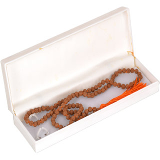 KESAR ZEMS 5 MM Natural Five Face - Panch Mukhi Rudraksha Prayer Rosary 108+1 Beads Jap Mala With Whith Box For Meditati view 2