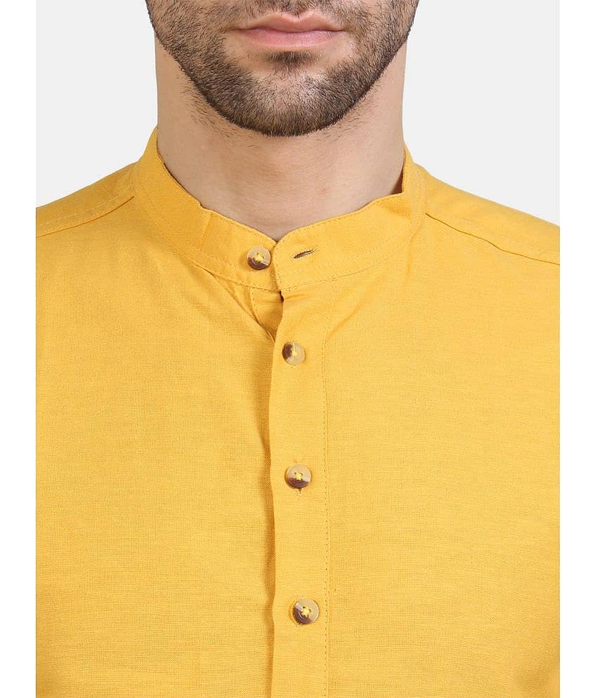 liferoads - Mustard Cotton Men's Regular Kurta ( Pack of 1 ) view 2
