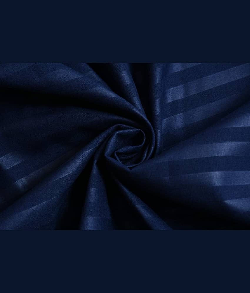 Neekshaa Satin Stripe Solid Fitted Fitted bedsheet with 2 Pillow Covers ( Double Bed ) - Blue view 2
