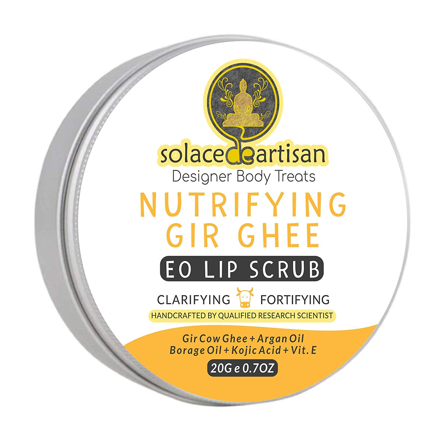 SolaceDeArtisan Nutrifying Gir Ghee Clarifying & Fortifying EO Lip Scrub, 20 gm