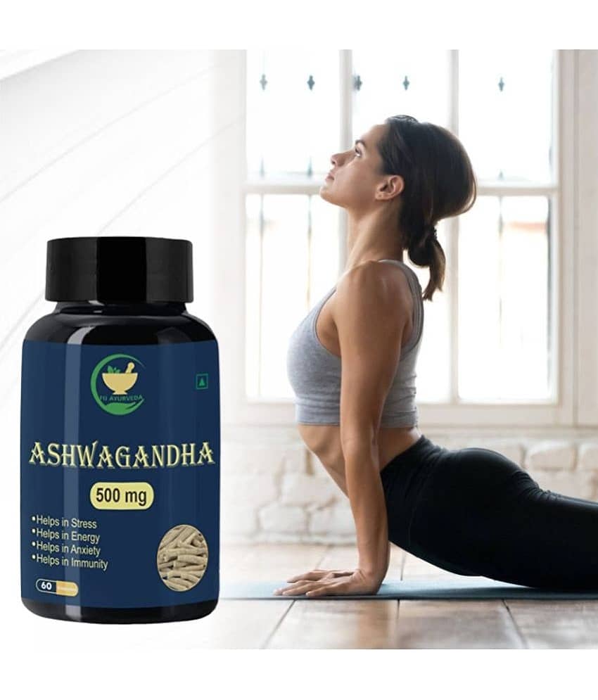 FIJ AYURVEDA Ashwagandha Capsule Helps in Anxiety & Stress Relief for Men & Women - 500mg 60 Capsules view 2